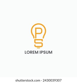 Buchstaben PS SP Glühbirne Logo Design Konzept. PS-Monogramm gut für kreatives Firmenzeichen zu verwenden