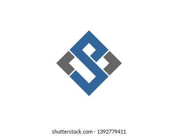 Letter PS, SP square logo design vector