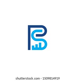 Letter PS with statistic shape icon logo design, Blue and navy color template