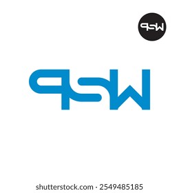 Espacio negativo del logotipo de la letra PSW