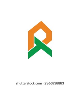 letra pt enlazado colorido simple vector de logotipo geométrico 