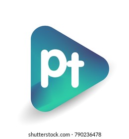Letter PT logo in triangle shape and colorful background, letter combination logo design for business and company identity.
