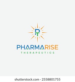 Letter PT with pharma smile logo, creative mortar, pestle and leaves vector