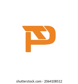letter pt simple geometric motion logo vector