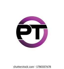 Letter PT simple monogram logo design vector