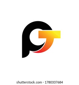 Letter PT simple monogram logo design vector