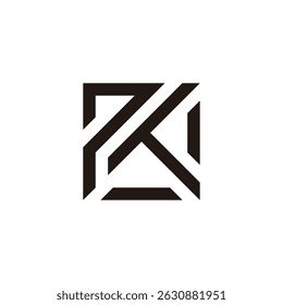 letter ptk simple geometric square lines logo vector 