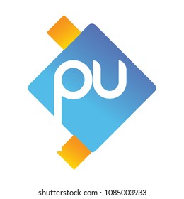 Letter PU logo with colorful geometric shape, letter combination logo design for creative industry, web, business and company.
