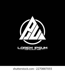 Letra PU vector de diseño de logotipo de triángulo
