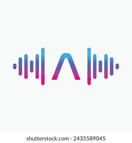 A letter with Pulse music player element. Logo template electronic music, equalizer, store, dj, nightclub, disco. Audio wave logo concept, Multimedia Technology themed, Abstract Shape vector
