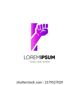 Ilustración gráfica del icono del vector del logotipo de la letra I Punch