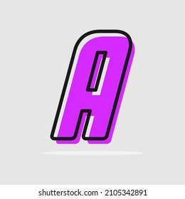 Letter a purple with color contour, minimalist letter graphic for modern comic book logo, cartoon headline, creative lettering and art monogram. Minimal style letters, vector typographic design