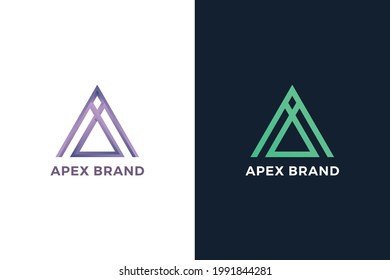 Letter A purple color triangle space ship speedy rocket business logo