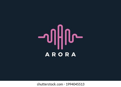 Letter A purple color wave vibration logo