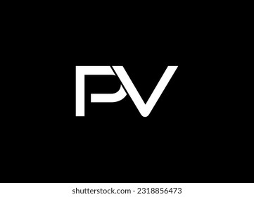 Letter PV logo icon design template elements. PV letter logo concept isolated on Black background