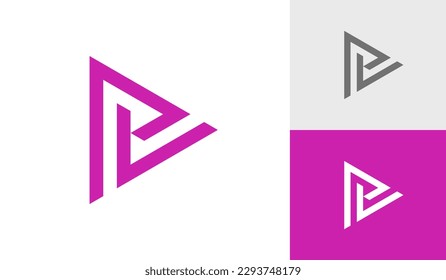 Letter PV triangle initial monogram logo design vector