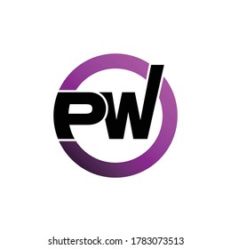 Letra PW círculo logo diseño vectorial