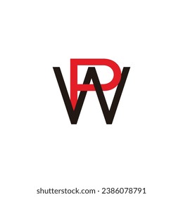 letter pw linked line simple colorful logo vector 