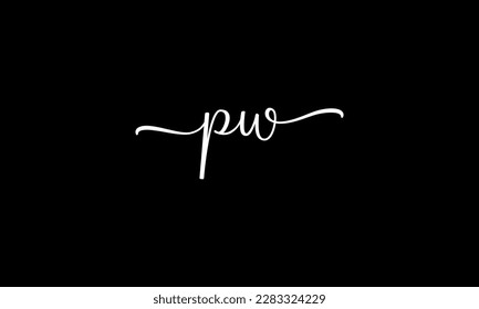 letter PW logo design handwriting signature style vector template.