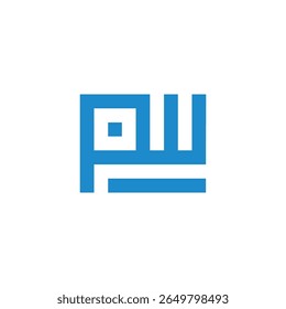 Letter PW Strepen Blauwe vierkanten Gekoppelde Logo Vector 