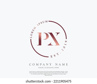 Letter PX Initial handwriting logo with signature and hand drawn style.