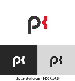 Letter px linked lowercase logo design template elements. Red letter Isolated on black white grey background. Suitable for business, consulting group company.