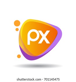 Letter PX logo in triangle splash and colorful background, letter combination logo design for creative industry, web, business and company.