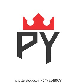 Letter PY Crown Logo. Crown on Letter PY Logo Design Template