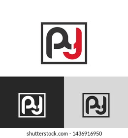 Letter py linked lowercase logo design template elements. Red letter Isolated on black white grey background. Suitable for business, consulting group company.
