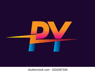 Letter PY logo with Lightning icon, letter combination Power Energy Logo design for Creative Power ideas, web, business and company.