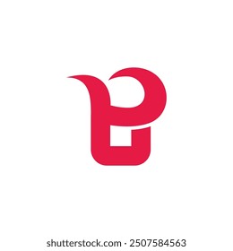 letter py red curves shape simple geometric logo vector 
