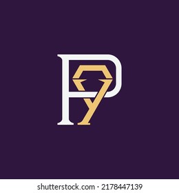 Letter PY YP with diamond jewelry logo icon sign symbol design vector illustration