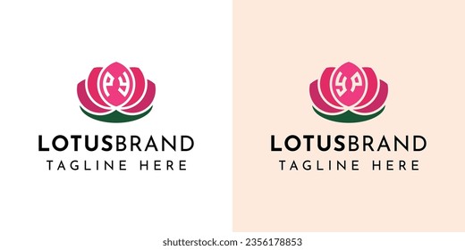 Letter PY and YU Lotus Logo Set, suitable for business related to lotus flowers with PY or YU initials.