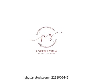 Letter PZ Initial Handschrift Logo mit Unterschrift und handgezeichnet Stil.
