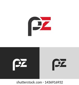 Letter pz linked lowercase logo design template elements. Red letter Isolated on black white grey background. Suitable for business, consulting group company.