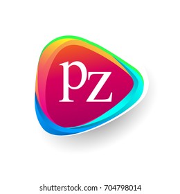 Letter PZ logo in triangle shape and colorful background, letter combination logo design for company identity.
