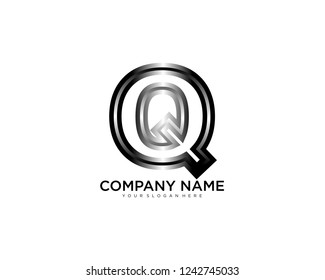 letter Q 3d style, initial logo template vector.