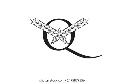 LETTER Q WITH ABSTRACT DRAWING