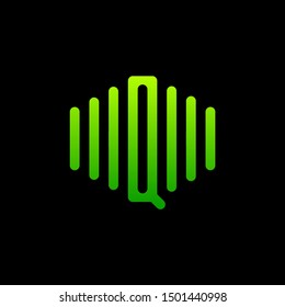 letter Q abstract for information technology and digital. minimalist sound music equalizer icon. audio logotype Unique and simple element. -vector