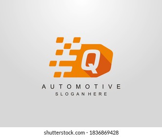 Buchstabe Q mit abstraktem Logo-Design für Racing-Flaggen. Vorlage für Automobil-Symbolen.