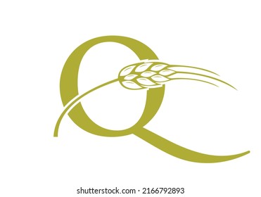 Letter Q Agriculture Logo Farming Sign. Agriculture Logo With Alphabet Q Template Vector Symbol