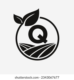 Letter Q Agriculture Logo. Farming Logotype Symbol Template