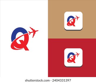 Letter Q Air Travel Logo Design Template