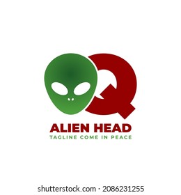 letter Q alien head vector logo design