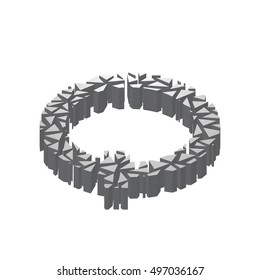 The letter Q, in the alphabet broken 3d perspective isometric set silver color isolated on white background