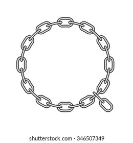 The letter Q, in the alphabet chain set black and white color isolated on white background