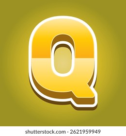 Letter Q Alphabet with Gold Gradient Color. Text Effect. Alphabet Letter Vector. High Quality Vector