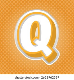 Letter Q Alphabet with Halftoon Background. Text Effect. Alphabet Letter Vector. High Quality Vector