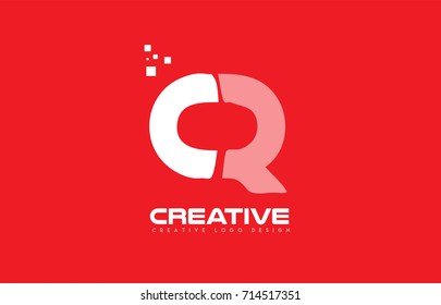 Letter Q alphabet logo icon design in white color over a red background with square dots suitable for a technology or technological company