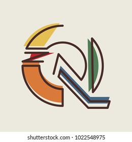 The letter Q of the alphabet in modern geometric style. Abstraction. Design element template. Vector illustration.